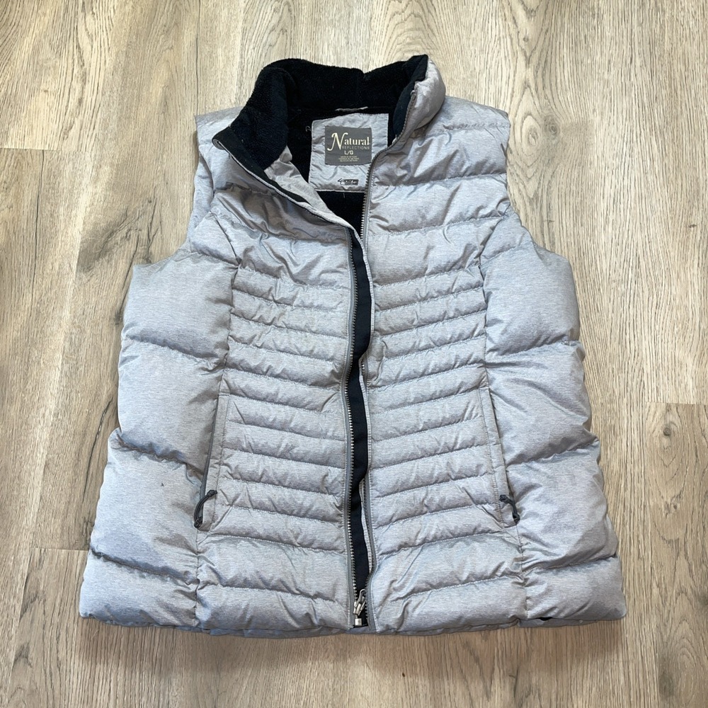 Natural Reflections Full-Zip Down Insulated Gray Vest for Ladies Size Large